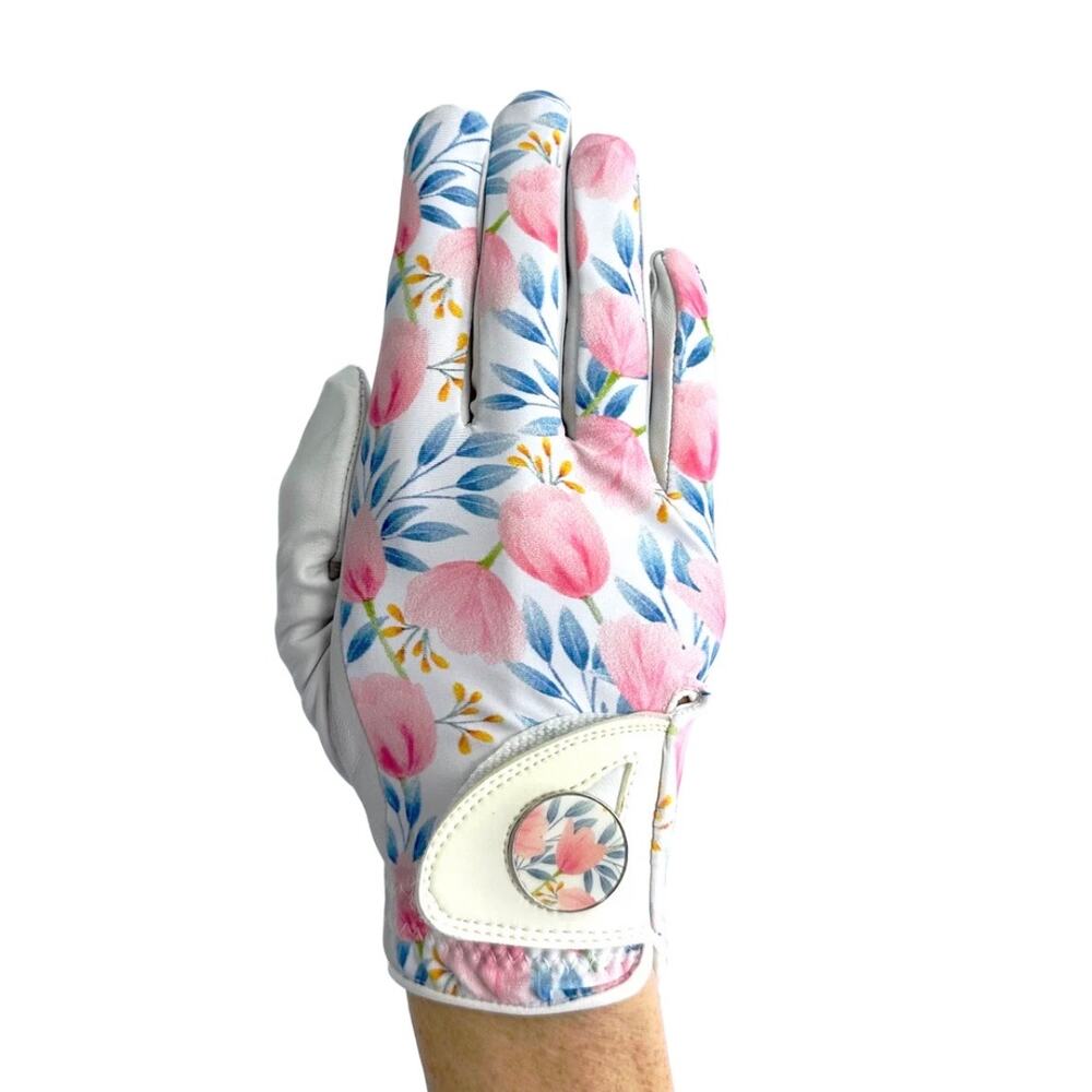Cabretta Flowers - Right - Ladies Golf Glove